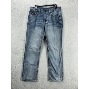 T.K. Axel Jeans Mens 32X32 Treadwell Blue Distressed Relaxed Straight Denim Pant